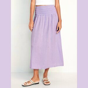 (NWT) Old Navy - lavender high waisted cotton crinkle gauze maxi skirt (large)